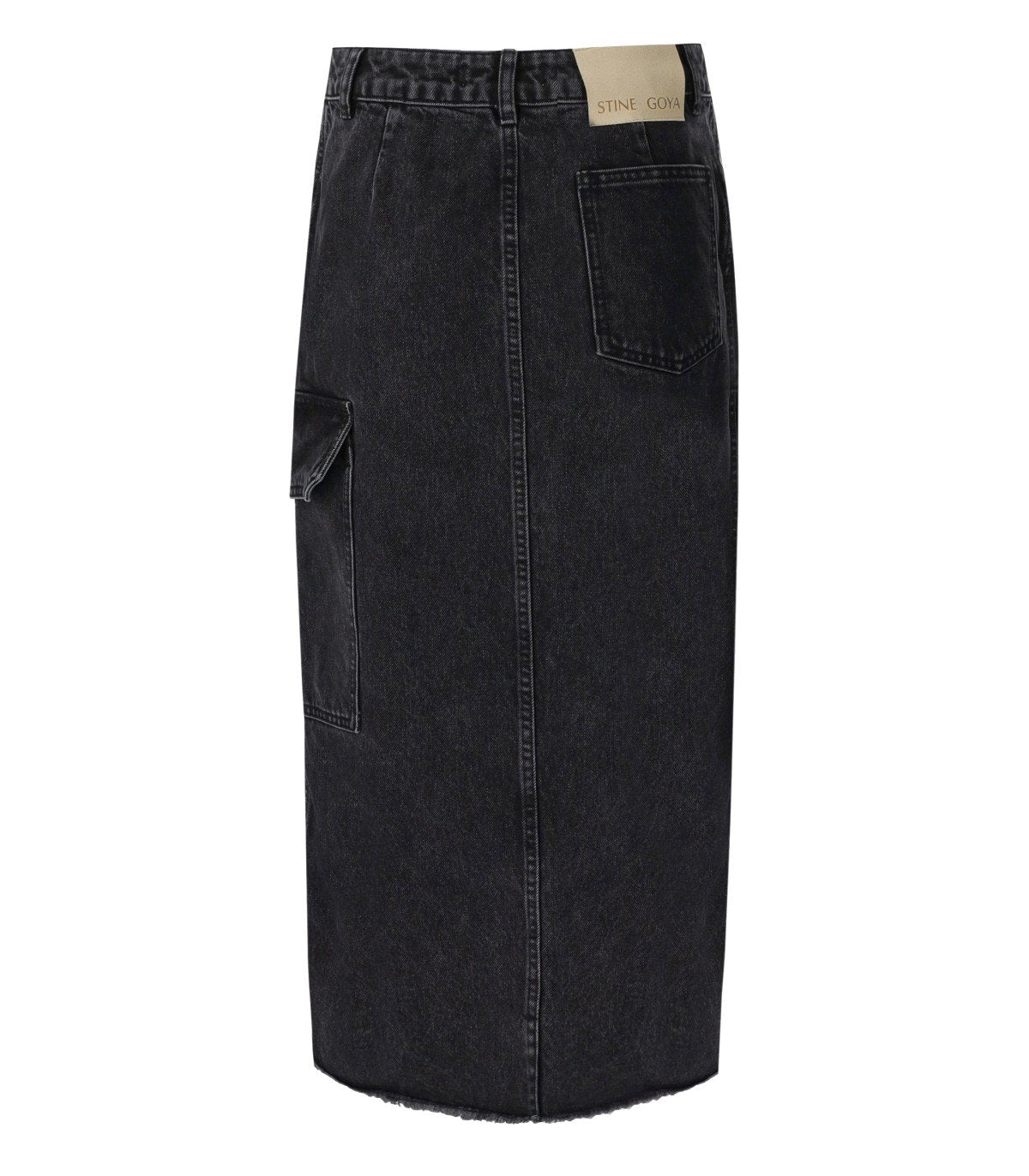 STINE GOYA PETER GREY DENIM MIDI SKIRT