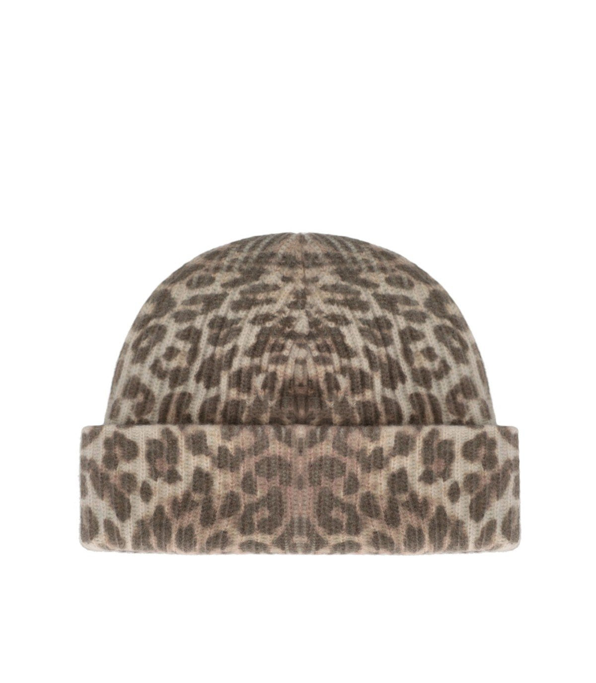 GANNI RIBBED BEANIE WITH ANIMAL PRINT