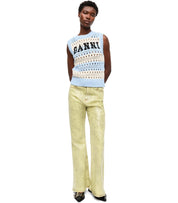 GANNI LIGHT BLUE STRIPED KNITTED VEST