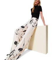 TWINSET CREAM FLORAL WIDE LEG PANTS