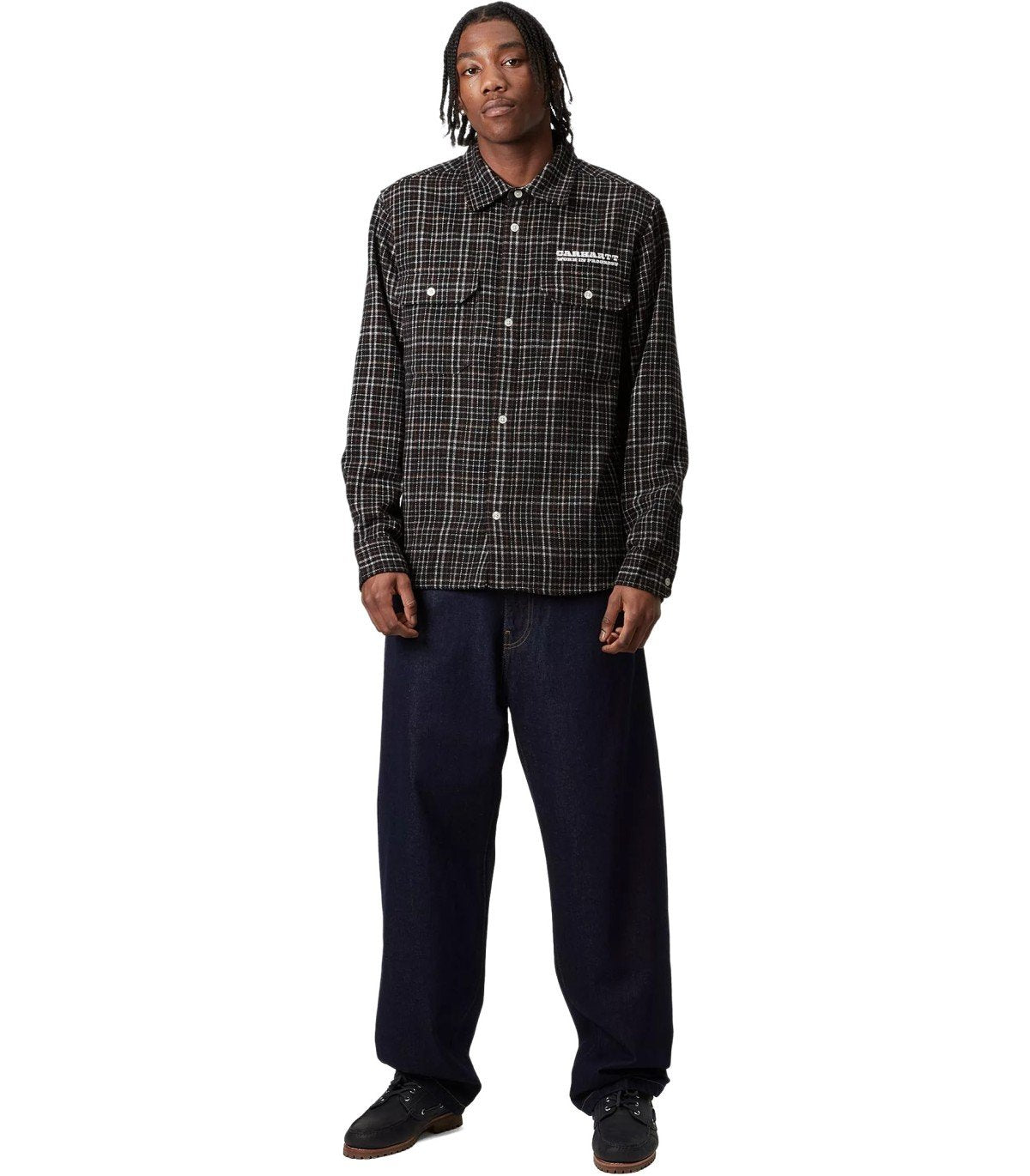 CARHARTT WIP RUNAWAY MILLETT CHECK BLACK SHIRT