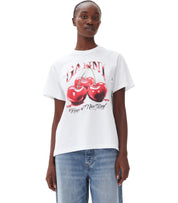 GANNI RELAXED CHERRY WHITE T-SHIRT