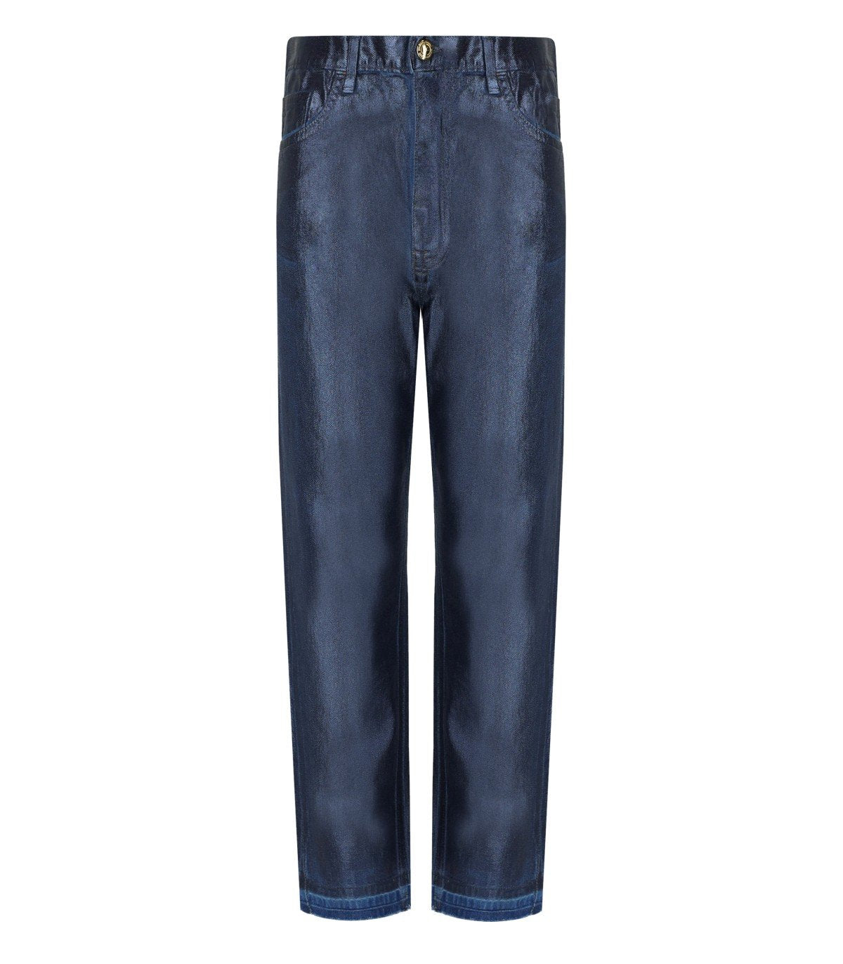 ELISABETTA FRANCHI OLTREMARE LAMINATED BAGGY JEANS