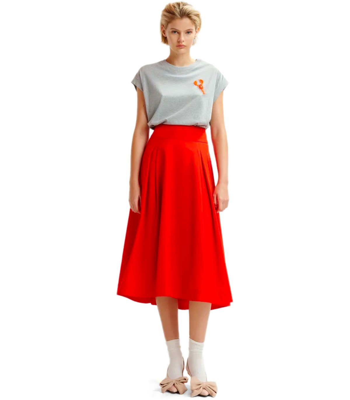 ESSENTIEL ANTWERP HOSANNA RED MIDI SKIRT