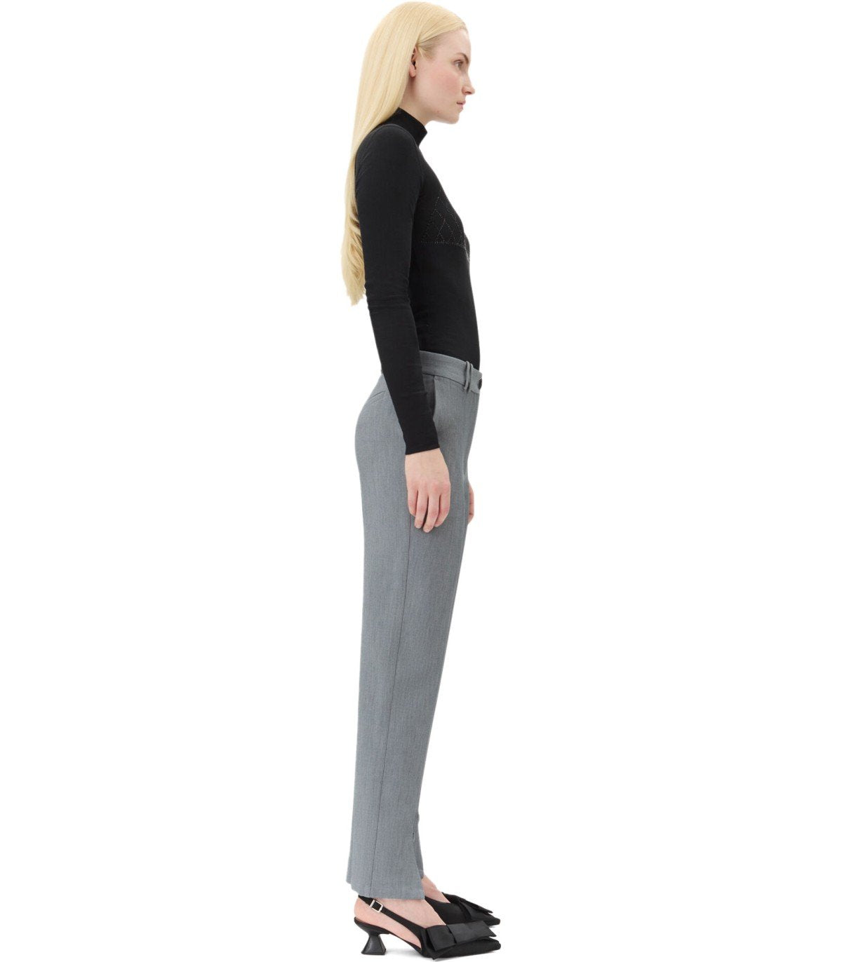PANTALONE GRIGIO MELANGE GANNI