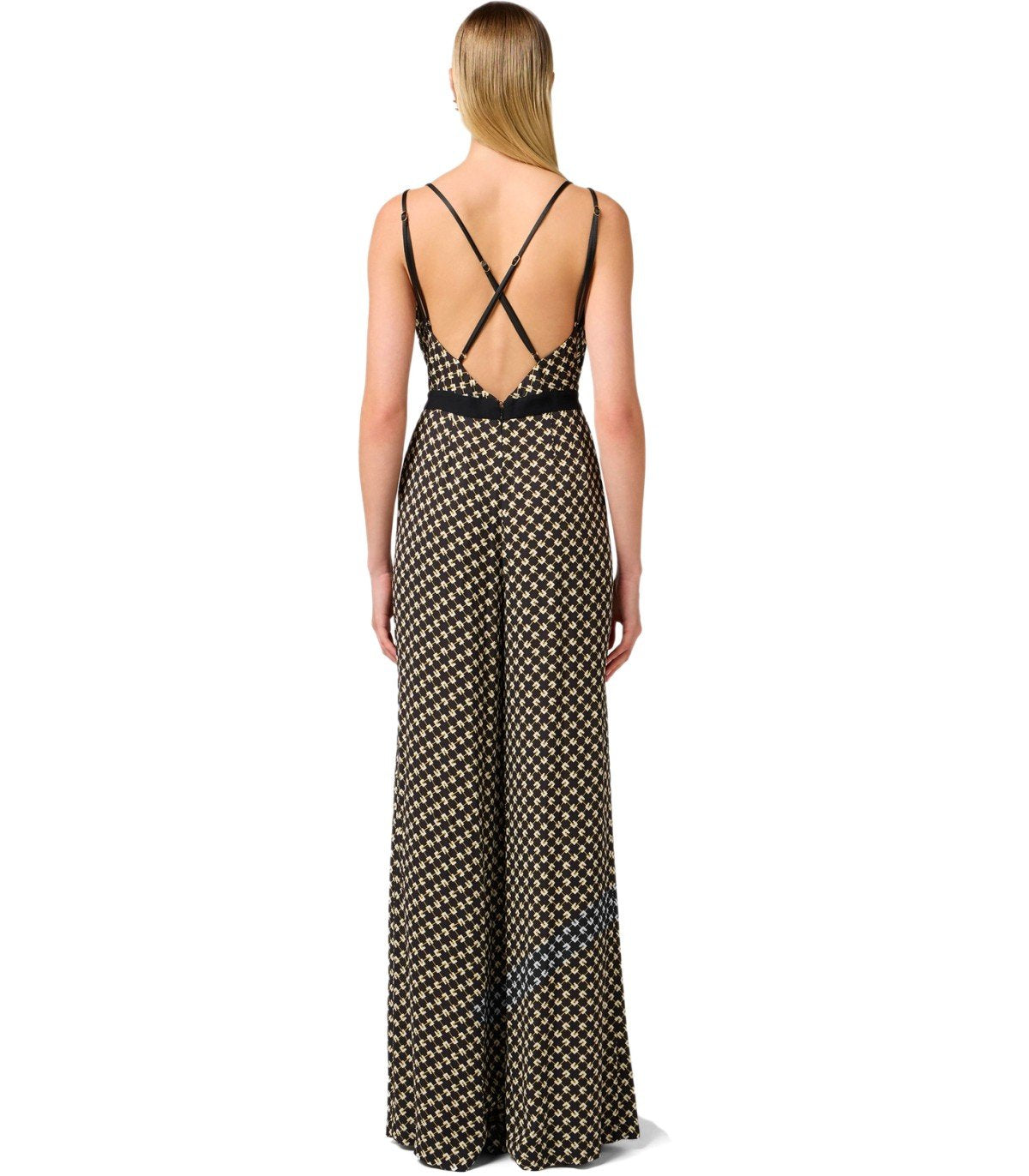 ELISABETTA FRANCHI NERO BURRO PATTERNED JUMPSUIT