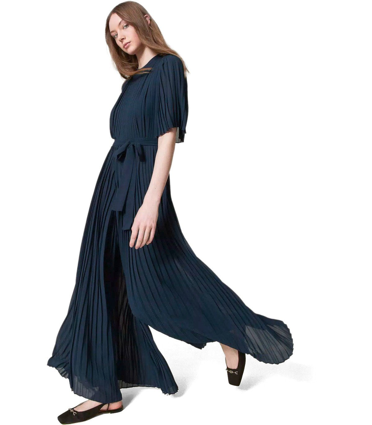 TWINSET DARK BLUE PLEATED JUMPSUIT