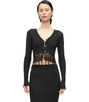 CARDIGAN CROPPED CROCHET NERO GANNI