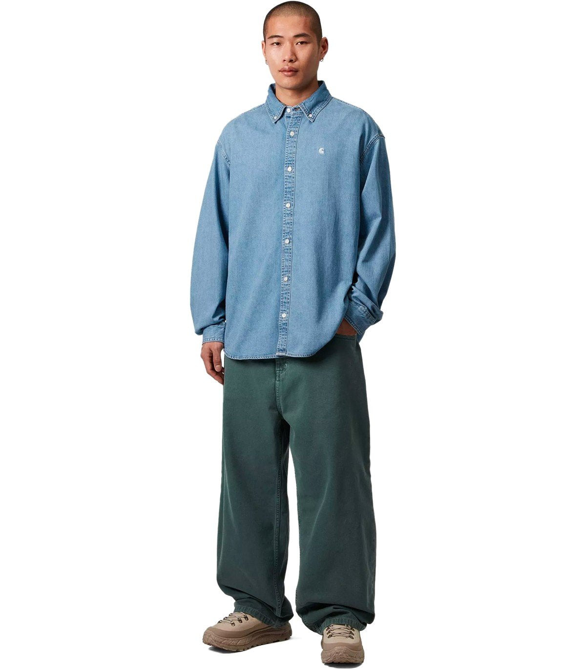 CARHARTT WIP LUCAS BLUE BLEACHED SHIRT