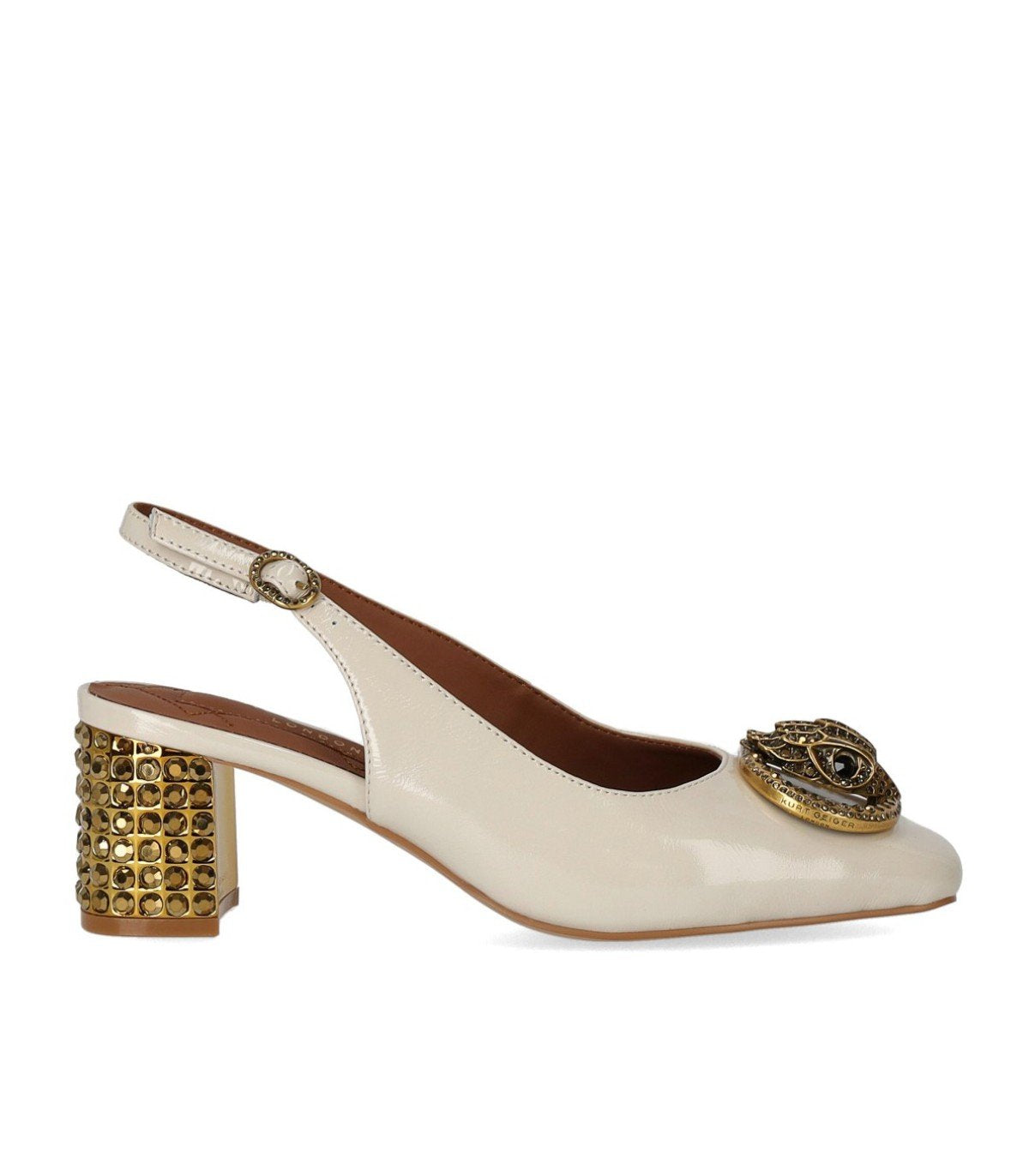 KURT GEIGER CHELSEA BLOCK BONE SLINGBACK PUMPS