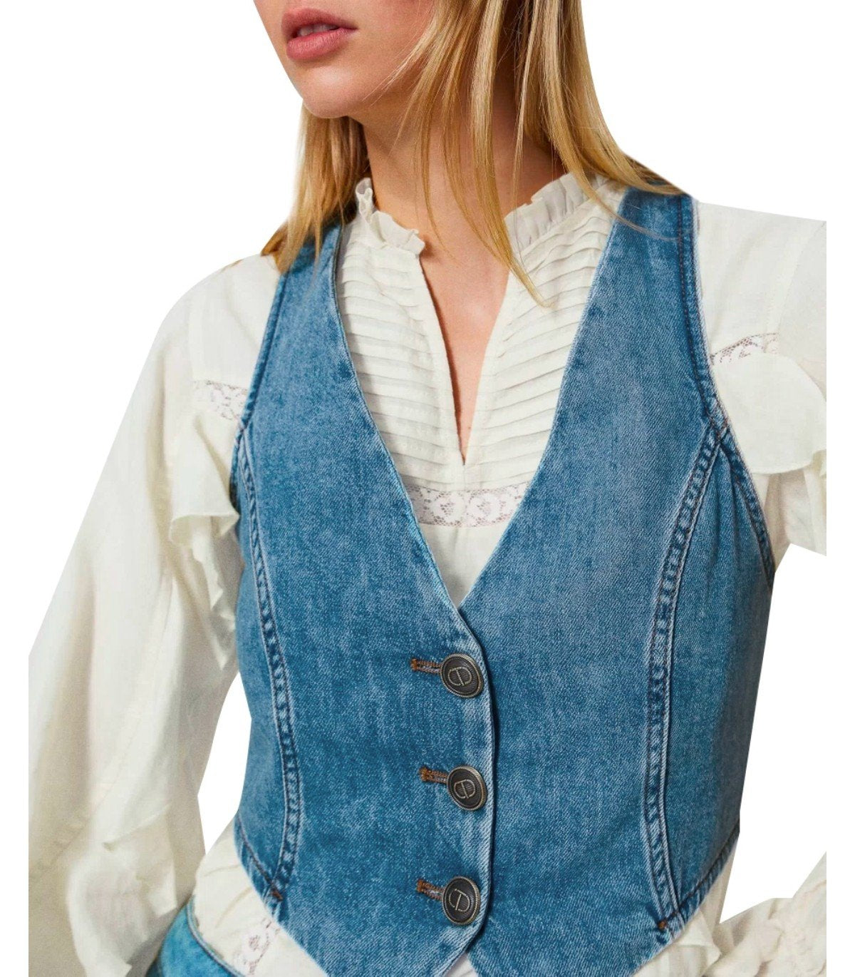 GILET IN DENIM BLU MEDIO TWINSET