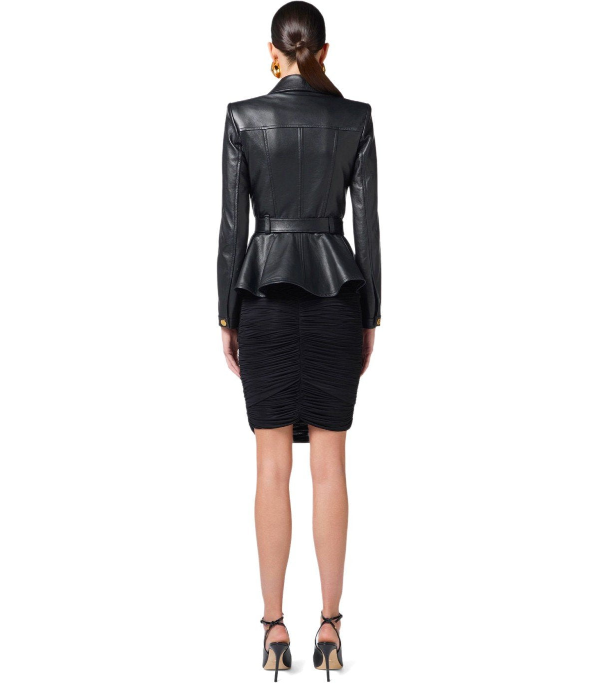 VESTE EN CUIR AVEC CEINTURE NOIRE ELISABETTA FRANCHI