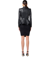 VESTE EN CUIR AVEC CEINTURE NOIRE ELISABETTA FRANCHI