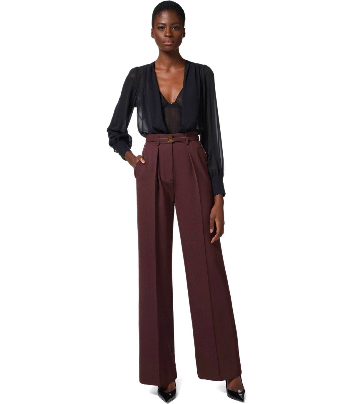 PANTALONE CON CINTURA CACAO ELISABETTA FRANCHI