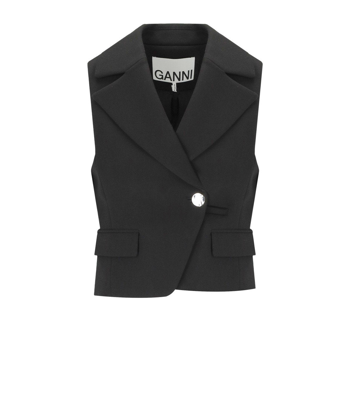 GANNI CREPE BLACK VEST