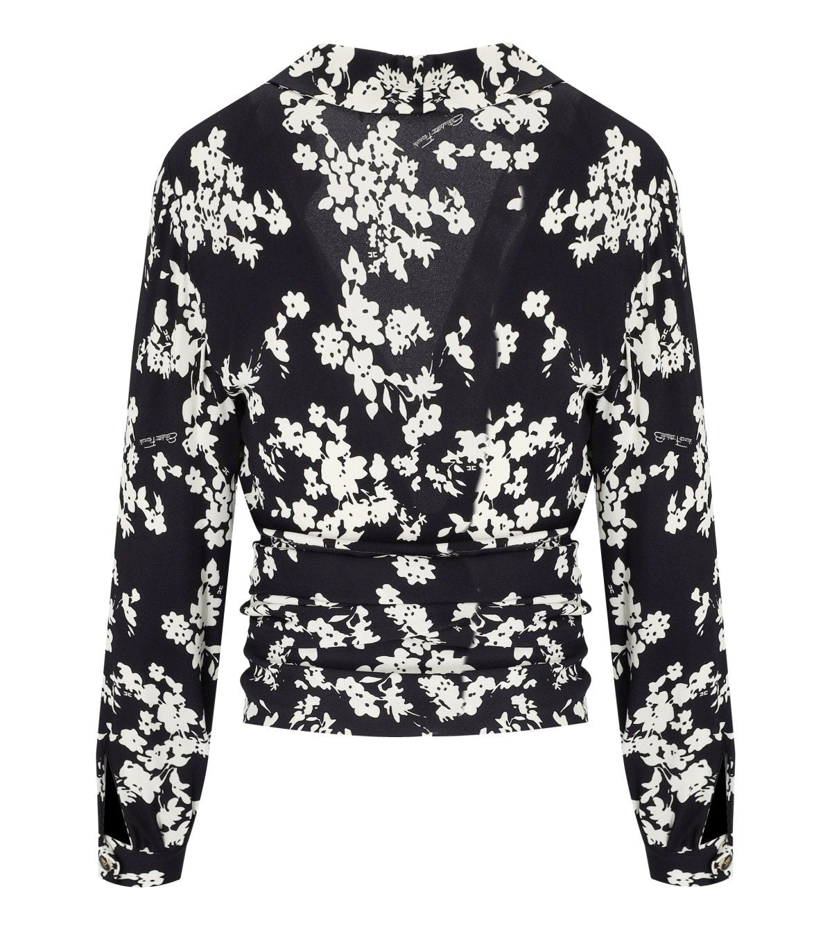 ELISABETTA FRANCHI BLACK BUTTER FLORAL SHIRT