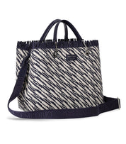 EMPORIO ARMANI MYEA BLUE AND WHITE MEDIUM SHOPPING BAG