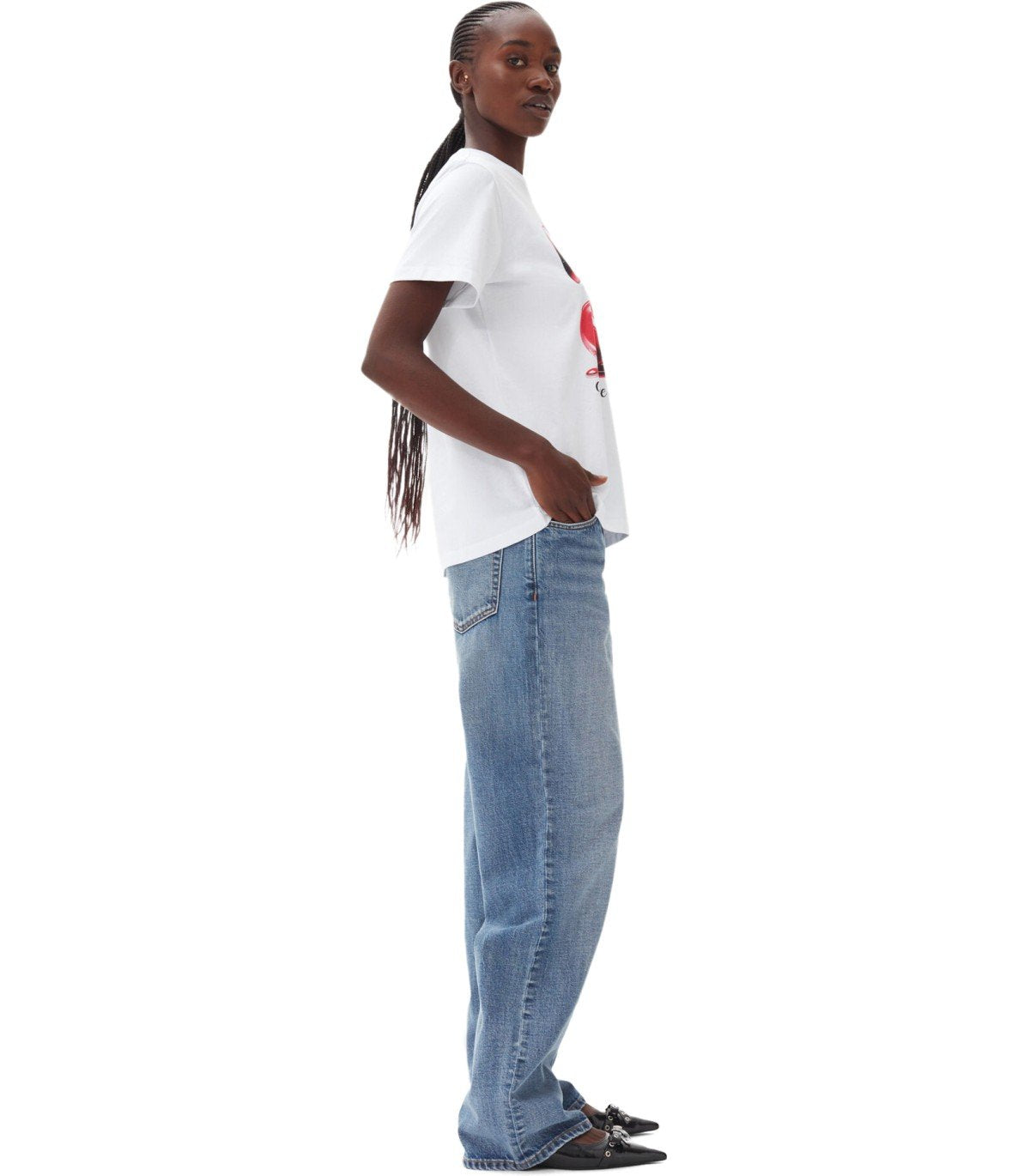 GANNI RELAXED CHERRY WHITE T-SHIRT