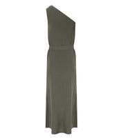 MM MAX MARA VERBENA KHAKI GREEN ONE-SHOULDER DRESS
