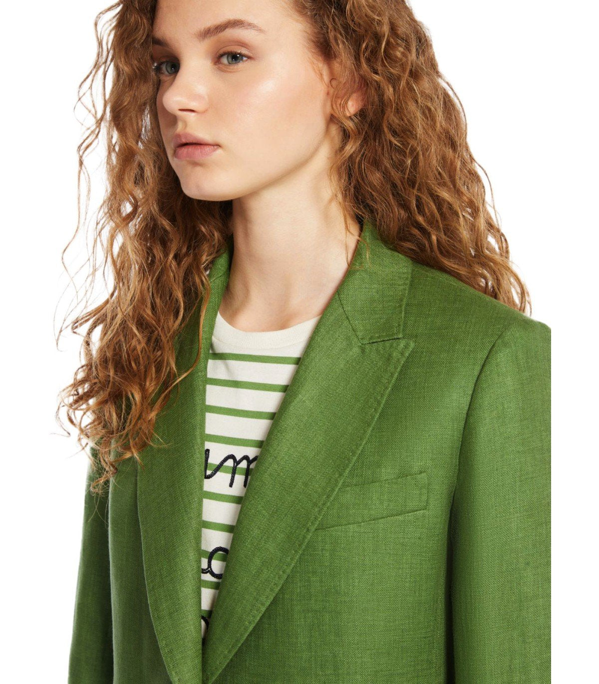 MAX MARA WEEKEND NALUT GREEN SINGLE-BREASTED BLAZER