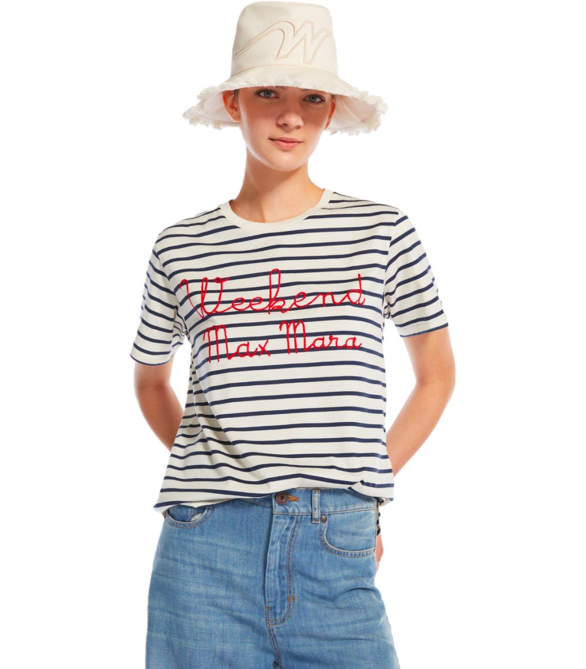 T-SHIRT OLGA A RIGHE BLU MAX MARA WEEKEND