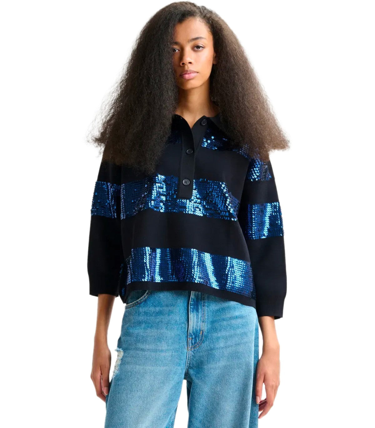 POLO IN MAGLIA ILLUMINATI NERA ESSENTIEL ANTWERP