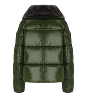 SAVE THE DUCK MOMA GREEN CROPPED PADDED JACKET