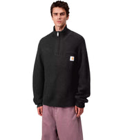 CARHARTT WIP DETROIT HALF ZIP BLACK SWEATER