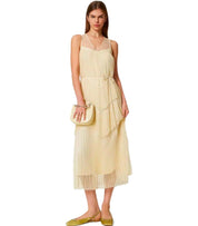 TWINSET VANILLA LONG PLEATED DRESS