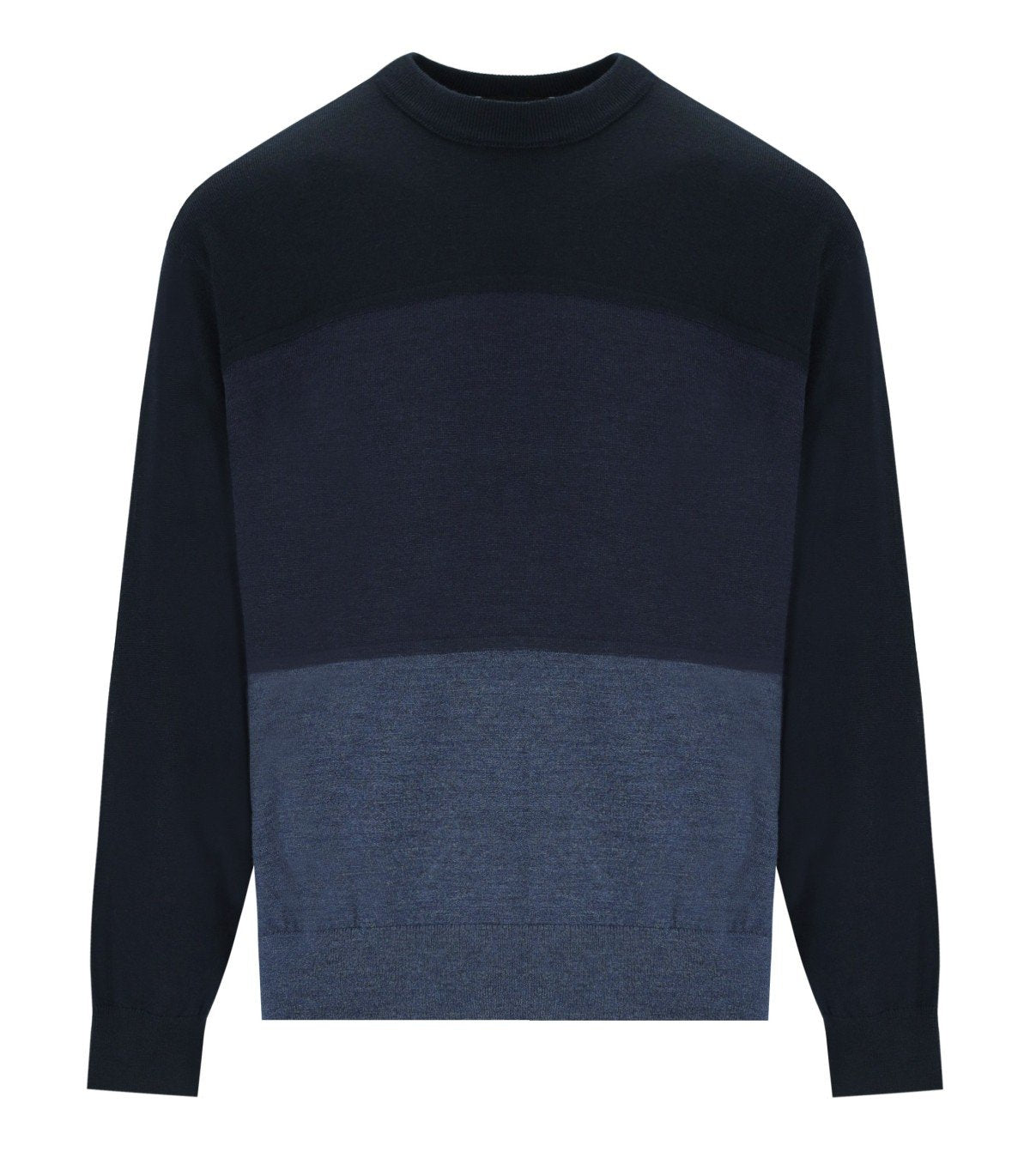 EMPORIO ARMANI DEGRADÉ BLUE CREWNECK SWEATER
