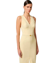 ELISABETTA FRANCHI LEMONADE BELTED SHEAT DRESS