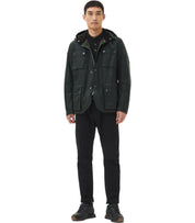 BARBOUR INTERNATIONAL AUTO WAX SAGE GREEN HOODED JACKET