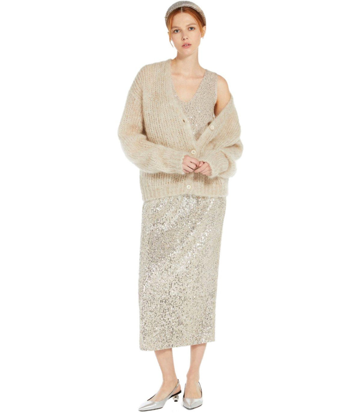 GONNA OTTELIA CON PAILLETTES ARGENTO MAX MARA WEEKEND