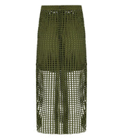 ESSENTIEL ANTWERP HANDKERCHIEF KHAKI MIDI SKIRT