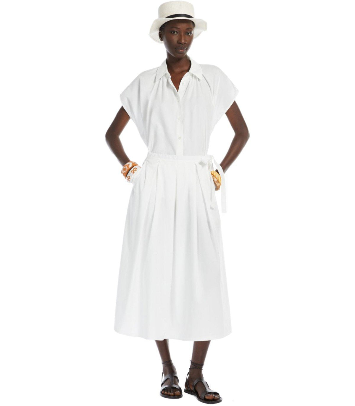 MAX MARA WEEKEND FOLK WHITE MIDI SKIRT