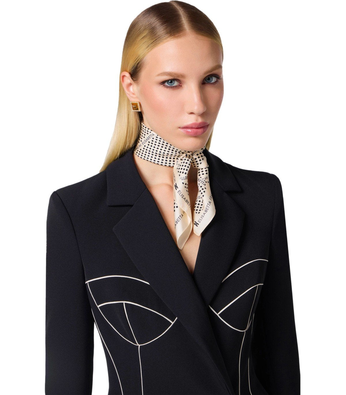 FOULARD A POIS BURRO NERO ELISABETTA FRANCHI