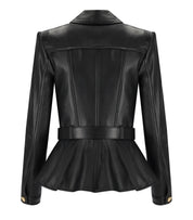 VESTE EN CUIR AVEC CEINTURE NOIRE ELISABETTA FRANCHI
