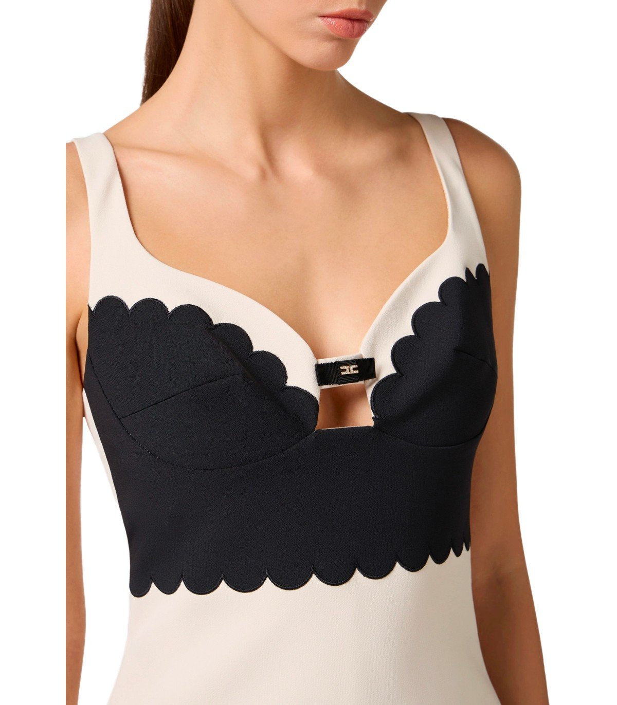 ELISABETTA FRANCHI BUTTER AND BLACK DRESS