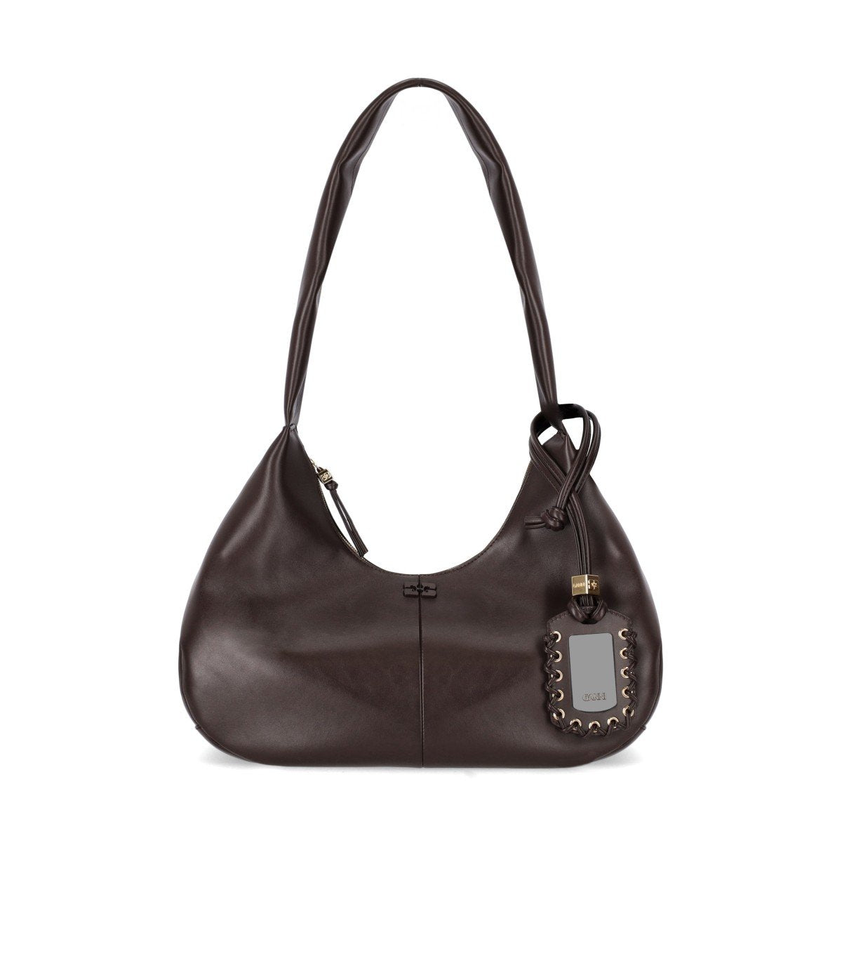 GANNI HOBO SEAL BROWN MEDIUM SHOULDER BAG