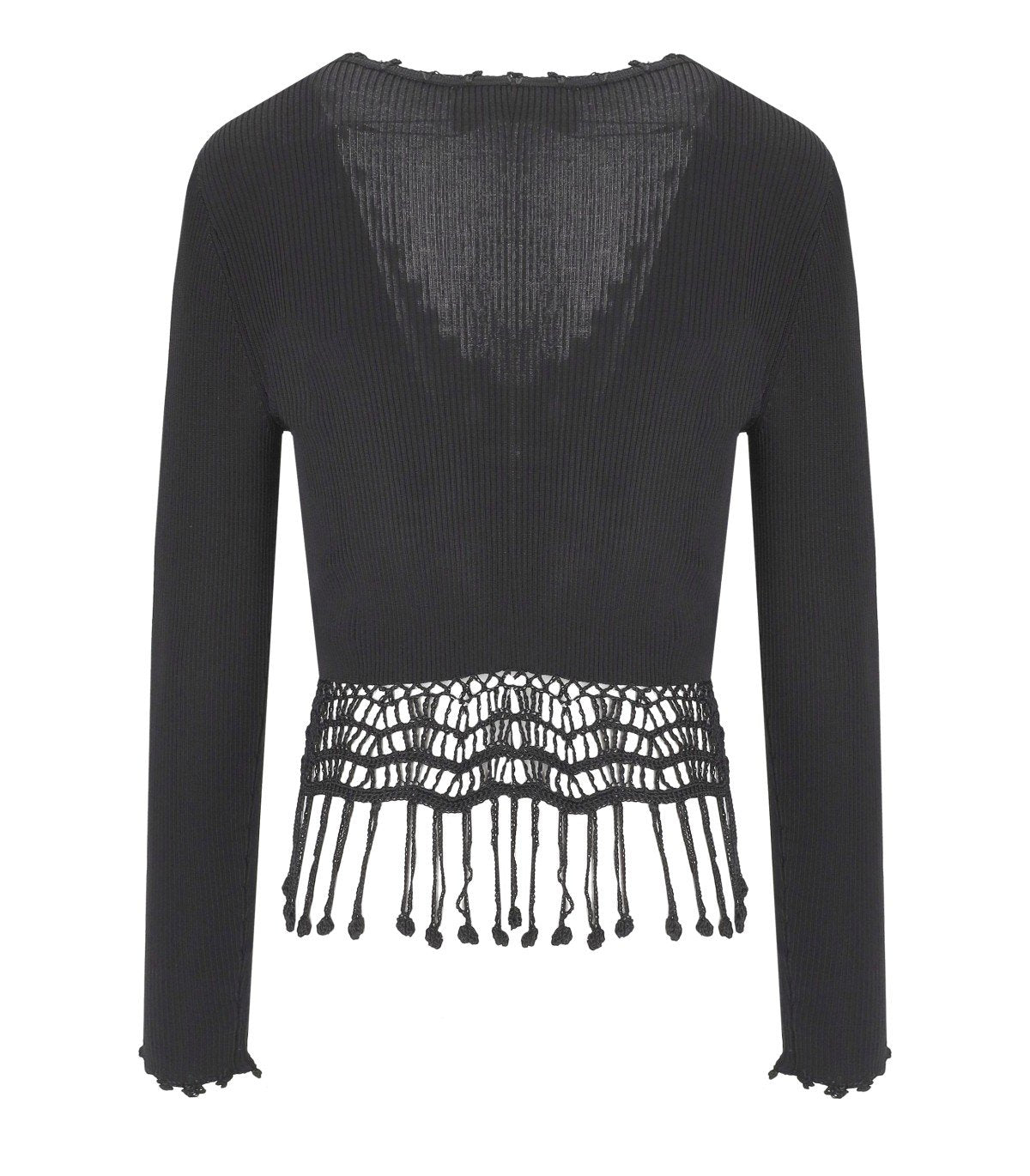 CARDIGAN CROPPED CROCHET NERO GANNI