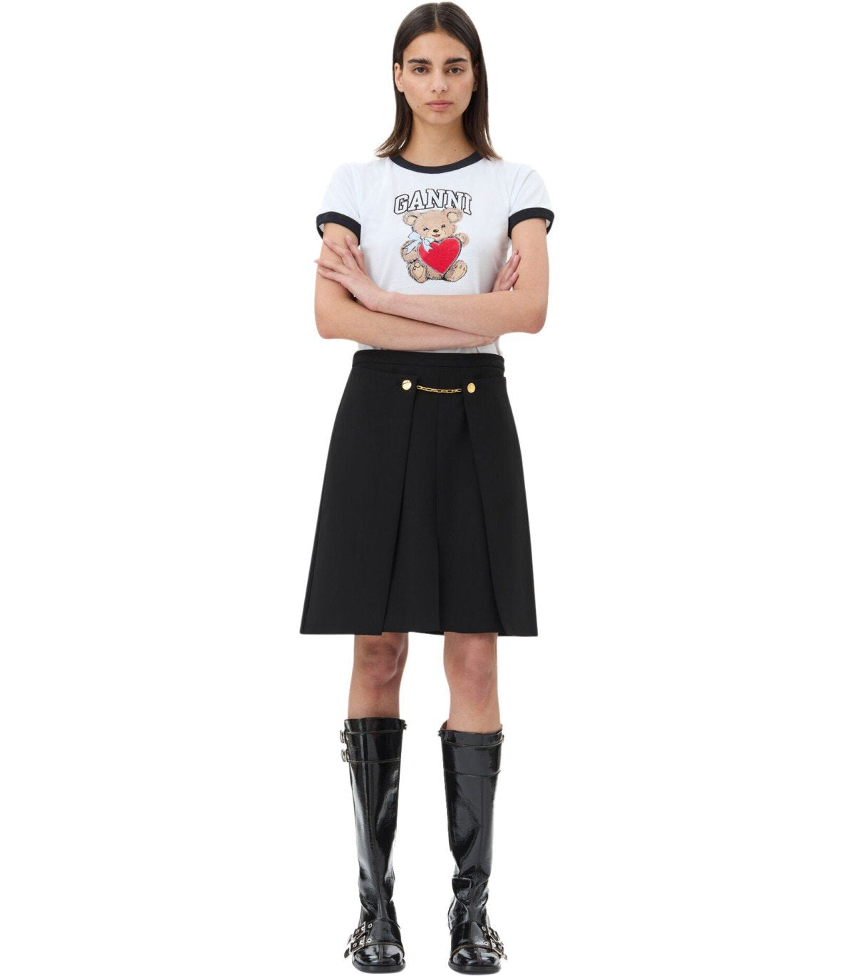 GANNI TWILL BLACK MINI SKIRT