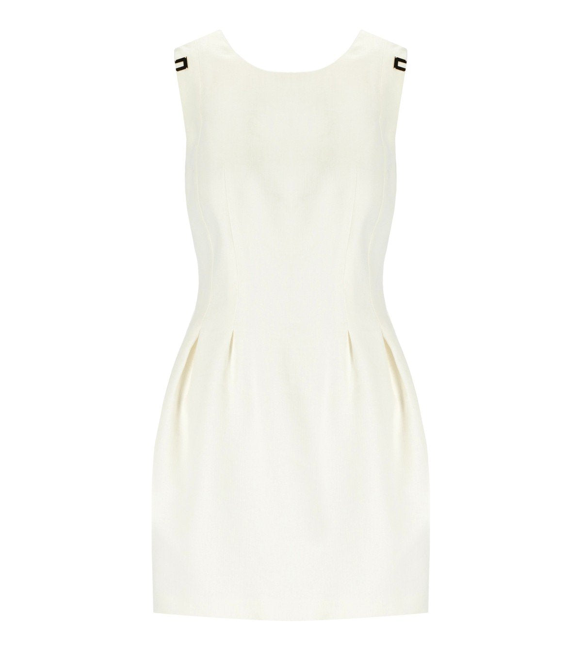 ELISABETTA FRANCHI IVORY LINEN BLEND DRESS