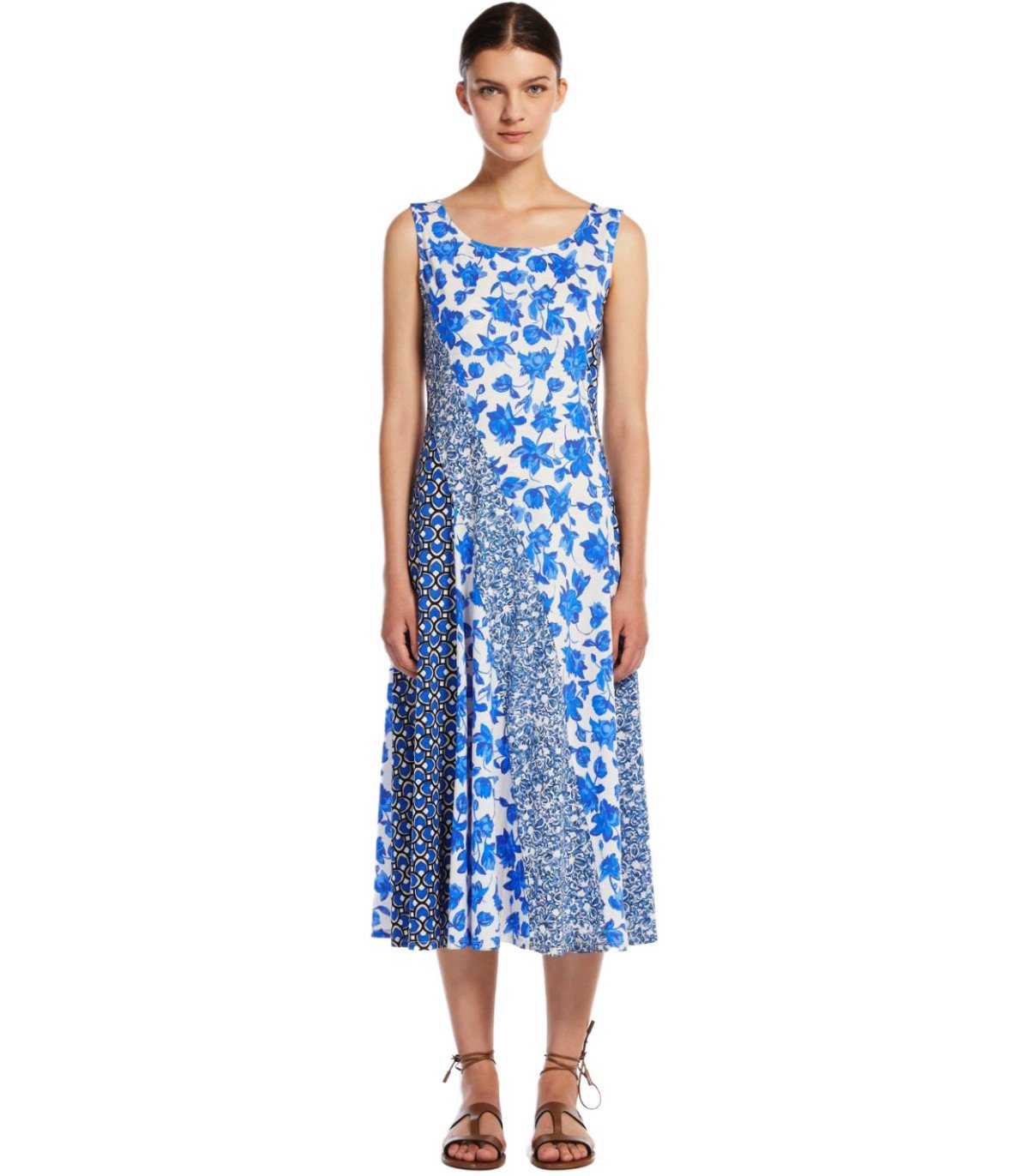 MAX MARA WEEKEND CUBANO BLUE FLORAL MIDI DRESS