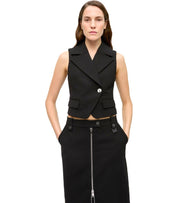 GANNI CREPE BLACK VEST