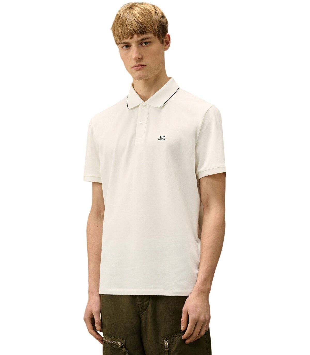 POLO STRETCH PIQUET GAUZE WHITE C.P. COMPANY