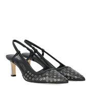 MICHAEL KORS ALORA BLACK SILVER SLINGBACK PUMP