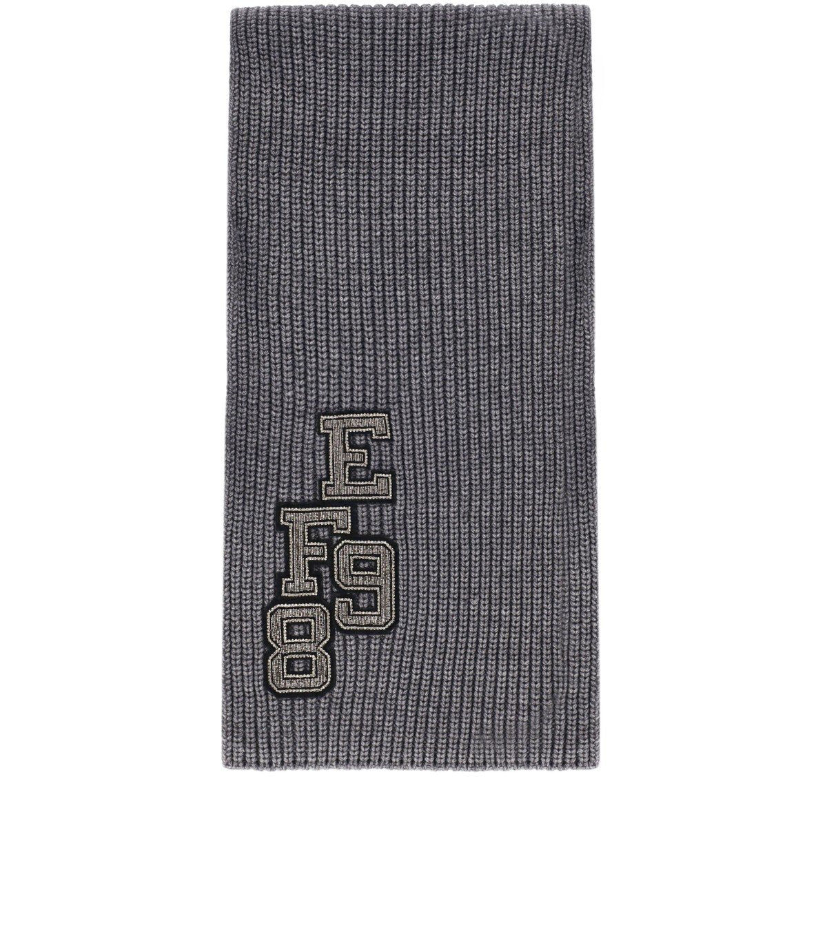 ELISABETTA FRANCHI STEEL MELANGE RIBBED SCARF