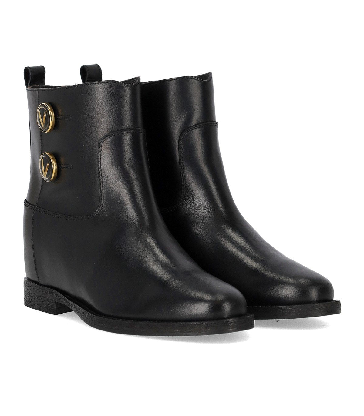 VIA ROMA 15 SANTA MONICA BLACK ANKLE BOOT WITH BUTTONS