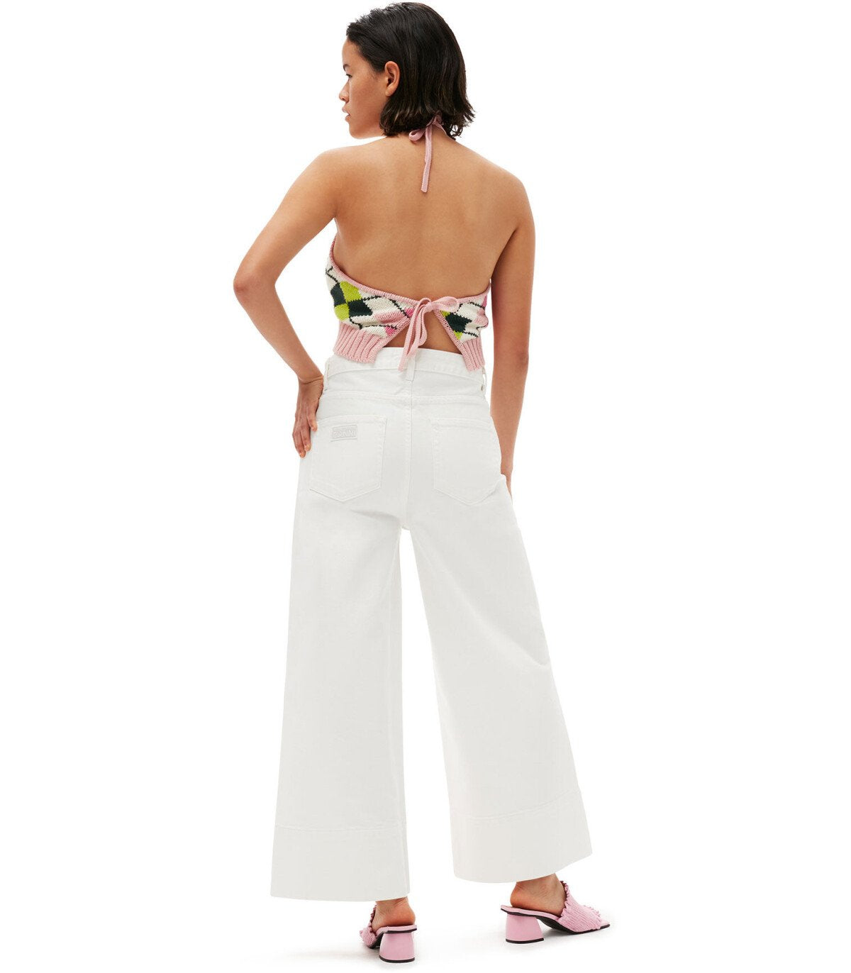 JEANS CROPPED BIANCO GANNI