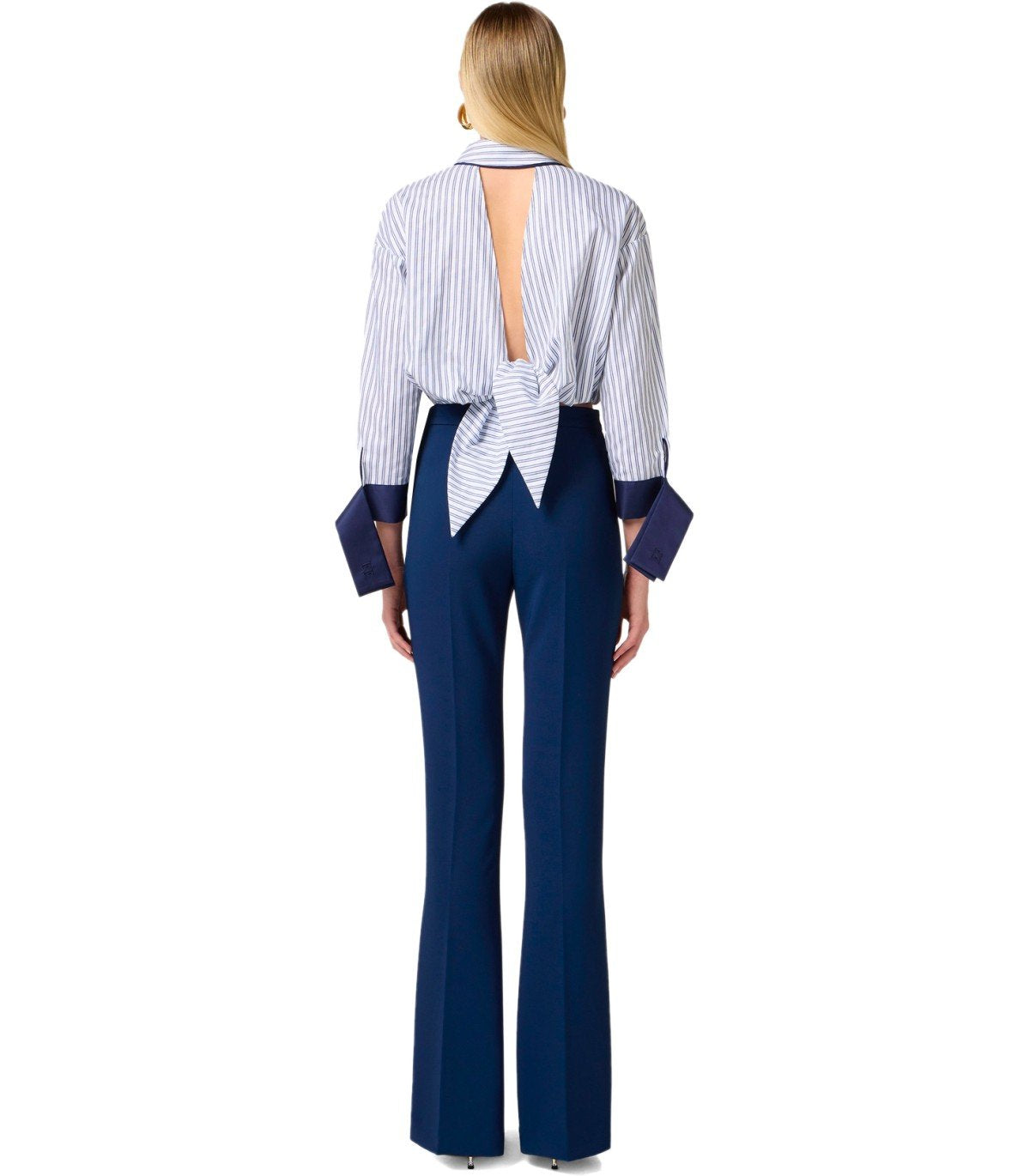 ELISABETTA FRANCHI OLTREMARE STRIPED CROPPED SHIRT